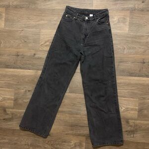 H&M Black High Waisted Wide Leg Jeans